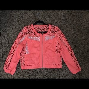 Orange dress jacket with lace